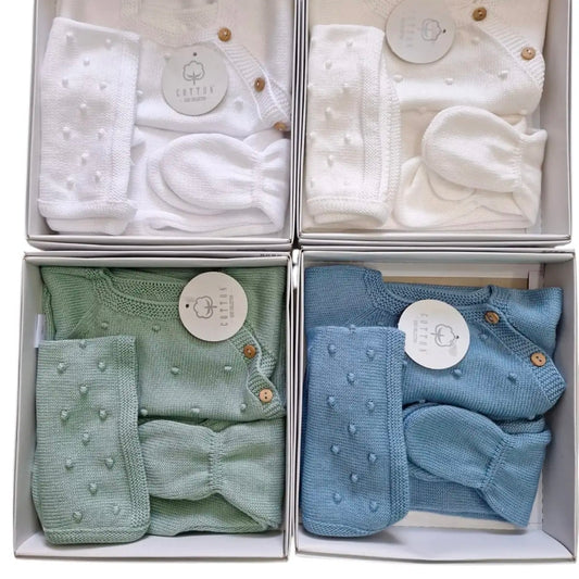 Conjunto 3 peças 100% algodão 0-3 meses branco