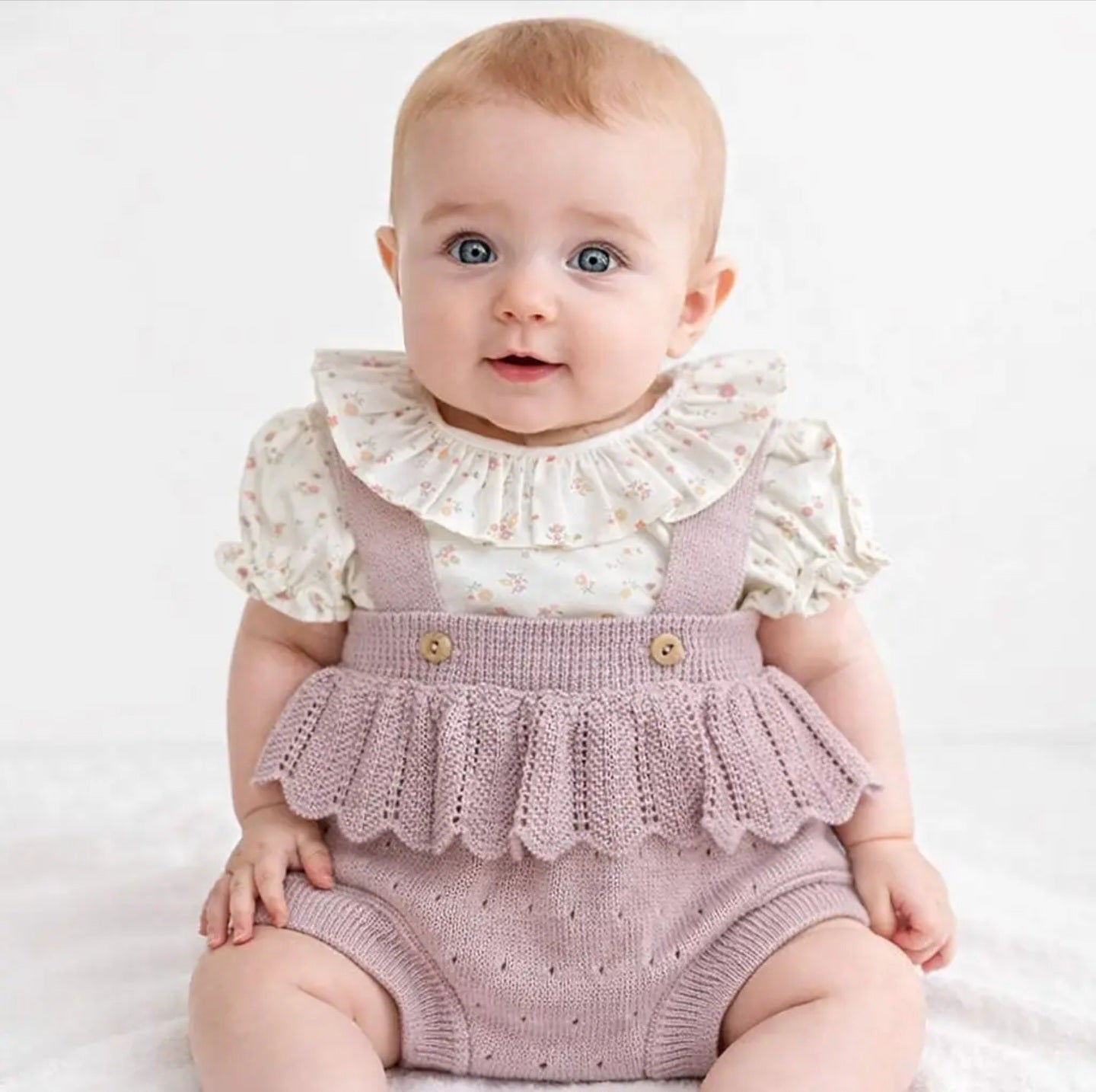 Conjunto 2 peças tricot florido 100% algodão 6 meses