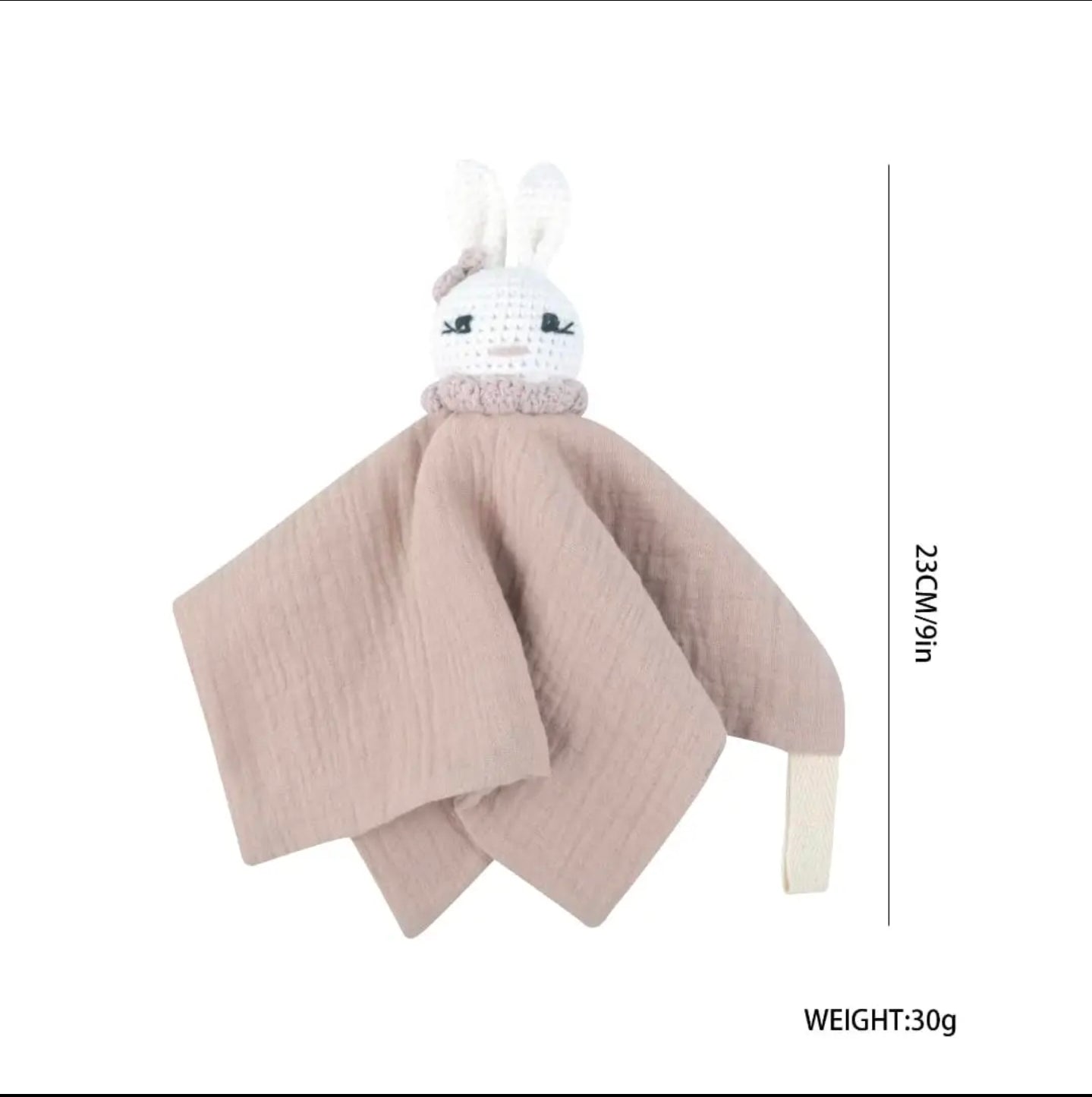 Doudou artesanal em musselina com croché