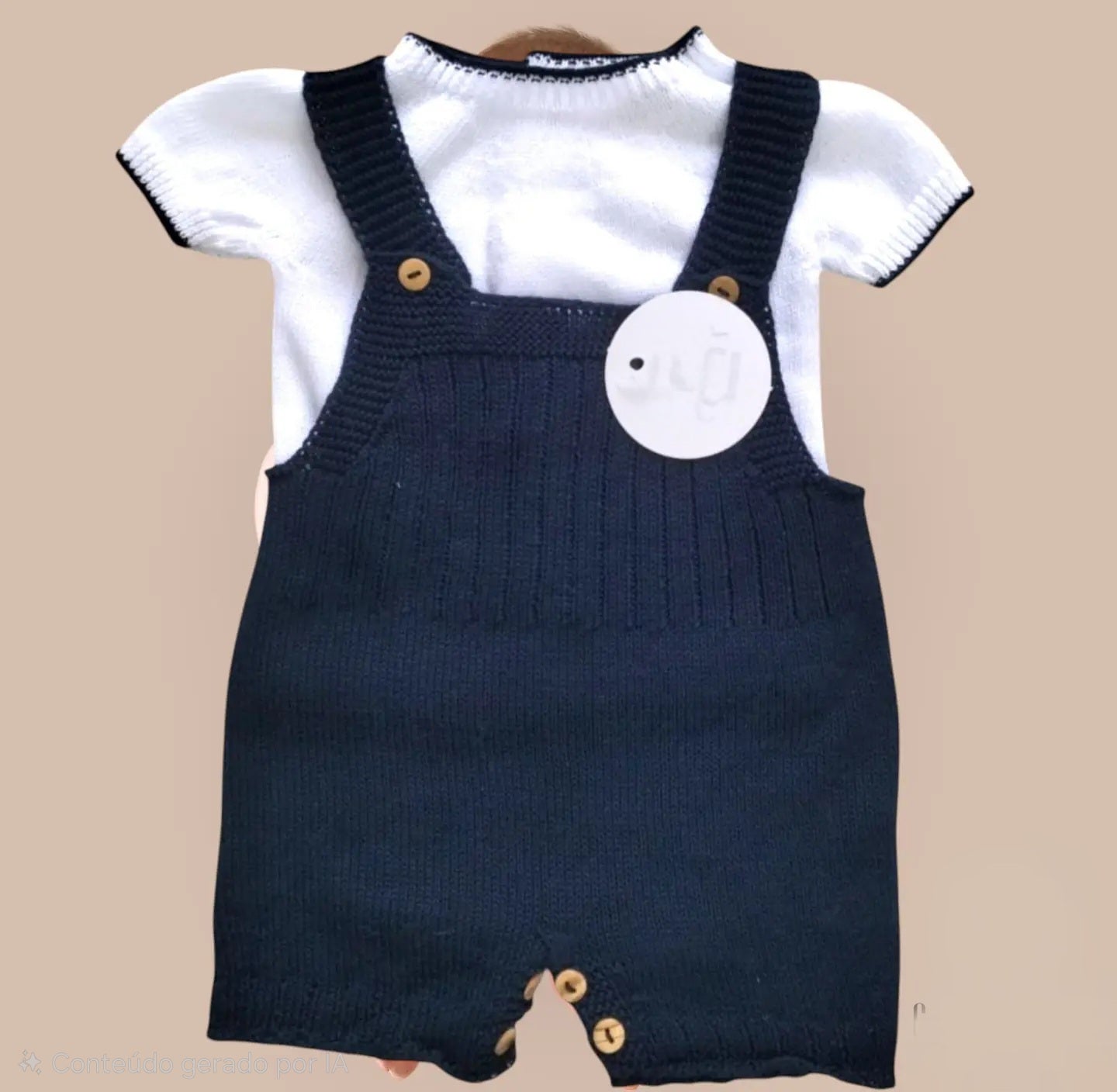 Camisola com macacão 100% algodão 0-3 meses