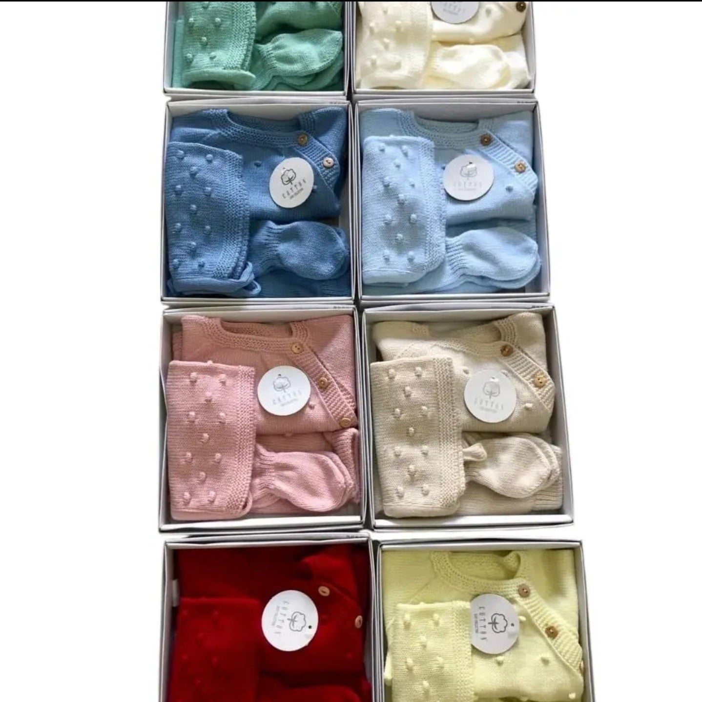 Conjunto 3 peças pipoca 100% acrílico TU ( 0-3 meses )